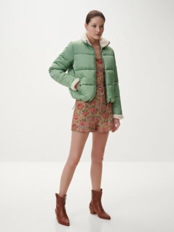 Casaco Puffer C/ Gola Pelo e Bolsos